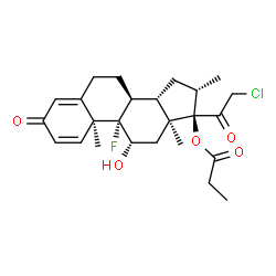 ChemSpider 2D Image | (9beta,11beta,16beta)-21-Chloro-9-fluoro-11-hydroxy-16-methyl-3,20-dioxopregna-1,4-dien-17-yl propionate | C25H32ClFO5