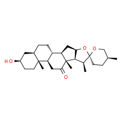 ChemSpider 2D Image | (3alpha,5beta,8alpha,9beta,10alpha,13alpha,14beta,16S,17beta,25S)-3-Hydroxyspirostan-12-one | C27H42O4
