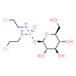 ChemSpider 2D Image | 1-O-{Bis[(2-chloroethyl)amino]phosphoryl}-beta-L-glucopyranose | C10H21Cl2N2O7P