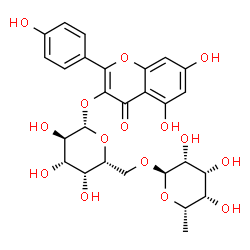 ChemSpider 2D Image | 5,7-Dihydroxy-2-(4-hydroxyphenyl)-4-oxo-4H-chromen-3-yl 6-O-(6-deoxy-alpha-L-talopyranosyl)-beta-D-galactopyranoside | C27H30O15
