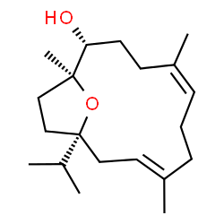 ChemSpider 2D Image | (1S,2R,5Z,9E,12R)-12-Isopropyl-1,5,9-trimethyl-15-oxabicyclo[10.2.1]pentadeca-5,9-dien-2-ol | C20H34O2