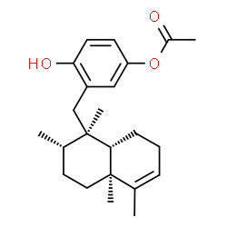 ChemSpider 2D Image | 4-Hydroxy-3-{[(1R,2S,4aS,8aS)-1,2,4a,5-tetramethyl-1,2,3,4,4a,7,8,8a-octahydro-1-naphthalenyl]methyl}phenyl acetate | C23H32O3