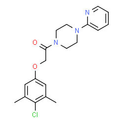 ChemSpider 2D Image | 2-(4-Chloro-3,5-dimethylphenoxy)-1-[4-(2-pyridinyl)-1-piperazinyl]ethanone | C19H22ClN3O2