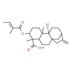 ChemSpider 2D Image | 9-Hydroxy-3-{[(2E)-2-methyl-2-butenoyl]oxy}kaur-16-en-18-oic acid | C25H36O5