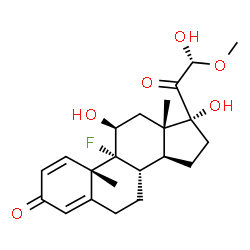 ChemSpider 2D Image | (11beta,21R)-9-Fluoro-11,17,21-trihydroxy-21-methoxypregna-1,4-diene-3,20-dione | C22H29FO6