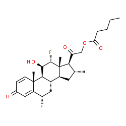 ChemSpider 2D Image | (6alpha,11beta,12alpha,16alpha)-6,12-Difluoro-11-hydroxy-16-methyl-3,20-dioxopregna-1,4-dien-21-yl valerate | C27H36F2O5