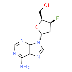ChemSpider 2D Image | 9-(2,3-Dideoxy-3-fluoro-alpha-L-threo-pentofuranosyl)-9H-purin-6-amine | C10H12FN5O2