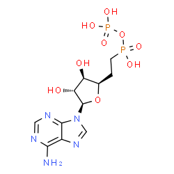 ChemSpider 2D Image | 9-{5,6-Dideoxy-6-[hydroxy(phosphonooxy)phosphoryl]-beta-D-xylo-hexofuranosyl}-9H-purin-6-amine | C11H17N5O9P2