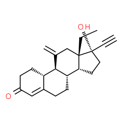 ChemSpider 2D Image | (8S,9S,10R,13S,14R,17S)-13-Ethyl-17-ethynyl-17-hydroxy-11-methylene-1,2,6,7,8,9,10,11,12,13,14,15,16,17-tetradecahydro-3H-cyclopenta[a]phenanthren-3-one (non-preferred name) | C22H28O2