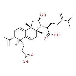 ChemSpider 2D Image | (2R)-2-[(2R,3R,3aS,6S,7S,9bR)-6-(2-Carboxyethyl)-2-hydroxy-7-isopropenyl-3a,6,9b-trimethyl-2,3,3a,4,6,7,8,9b-octahydro-1H-cyclopenta[a]naphthalen-3-yl]-6-methyl-5-methyleneheptanoic acid | C31H46O5