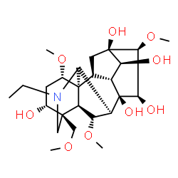 ChemSpider 2D Image | (1alpha,3alpha,5alpha,6alpha,10alpha,14beta,15beta,16beta)-20-Ethyl-1,6,16-trimethoxy-4-(methoxymethyl)aconitane-3,8,13,14,15-pentol | C25H41NO9