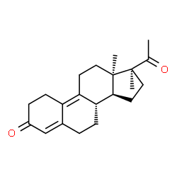 ChemSpider 2D Image | (13alpha)-17-Methyl-19-norpregna-4,9-diene-3,20-dione | C21H28O2