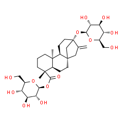 ChemSpider 2D Image | 1-O-[(8alpha,10alpha,13alpha)-13-(beta-D-Glucopyranosyloxy)-18-oxokaur-16-en-18-yl]-beta-D-glucopyranose | C32H50O13