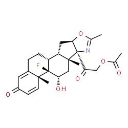 ChemSpider 2D Image | 2-[(4aR,4bR,5S,6aR,6bS,9aR,10aS,10bR)-4b-Fluoro-5-hydroxy-4a,6a,8-trimethyl-2-oxo-2,4a,4b,5,6,6a,9a,10,10a,10b,11,12-dodecahydro-6bH-naphtho[2',1':4,5]indeno[1,2-d][1,3]oxazol-6b-yl]-2-oxoethyl acetat
e | C25H30FNO6