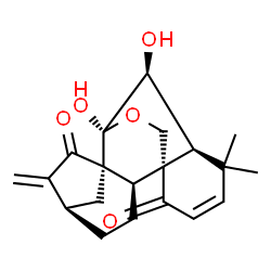 ChemSpider 2D Image | (6beta,7beta,8alpha,10alpha,13alpha)-6,7-Dihydroxy-7,20-epoxykaura-2,16-diene-1,15-dione | C20H24O5