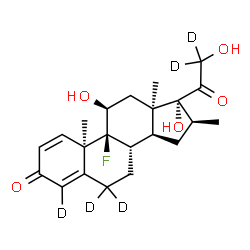 ChemSpider 2D Image | (9beta,10alpha,11beta,13alpha,16beta)-9-Fluoro-11,17,21-trihydroxy-16-methyl(4,6,6,21,21-~2~H_5_)pregna-1,4-diene-3,20-dione | C22H24D5FO5
