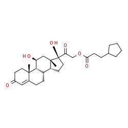 ChemSpider 2D Image | (9beta,11beta,14beta,17alpha)-11,17-Dihydroxy-3,20-dioxopregn-4-en-21-yl 3-cyclopentylpropanoate | C29H42O6