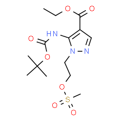 ChemSpider 2D Image | Ethyl 5-({[(2-methyl-2-propanyl)oxy]carbonyl}amino)-1-{2-[(methylsulfonyl)oxy]ethyl}-1H-pyrazole-4-carboxylate | C14H23N3O7S