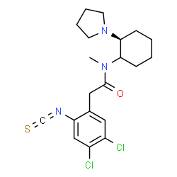ChemSpider 2D Image | 2-(4,5-Dichloro-2-isothiocyanatophenyl)-N-methyl-N-[(2S)-2-(1-pyrrolidinyl)cyclohexyl]acetamide | C20H25Cl2N3OS