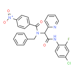 ChemSpider 2D Image | N-Benzyl-N-{2-[(4-chloro-2-fluorophenyl)amino]-2-oxo-1-(2-pyridinyl)ethyl}-4-nitrobenzamide | C27H20ClFN4O4