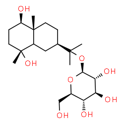 ChemSpider 2D Image | 2-[(2R,4aR,5R,8R)-5,8-Dihydroxy-4a,8-dimethyldecahydro-2-naphthalenyl]-2-propanyl beta-D-glucopyranoside | C21H38O8