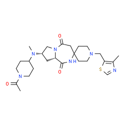 ChemSpider 2D Image | (8'S,9a'S)-8'-[(1-Acetyl-4-piperidinyl)(methyl)amino]-1-[(4-methyl-1,3-thiazol-5-yl)methyl]tetrahydrospiro[piperidine-4,3'-pyrrolo[1,2-a][1,4]diazepine]-1',5'(2'H,4'H)-dione | C25H38N6O3S