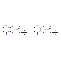 ChemSpider 2D Image | 2-Methyl-2-propanyl (4aR,7aS)-hexahydropyrrolo[3,4-b][1,4]oxazine-6(2H)-carboxylate - 2-methyl-2-propanyl (4aS,7aR)-hexahydropyrrolo[3,4-b][1,4]oxazine-6(2H)-carboxylate (1:1) | C22H40N4O6