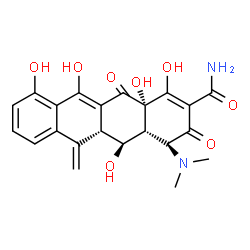 ChemSpider 2D Image | (4S,4aR,5S,5aR,12aS)-4-(Dimethylamino)-1,5,10,11,12a-pentahydroxy-6-methylene-3,12-dioxo-3,4,4a,5,5a,6,12,12a-octahydro-2-tetracenecarboxamide | C22H22N2O8