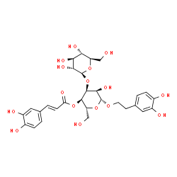 ChemSpider 2D Image | 2-(3,4-Dihydroxyphenyl)ethyl 4-O-[(2E)-3-(3,4-dihydroxyphenyl)-2-propenoyl]-3-O-beta-D-glucopyranosyl-beta-D-allopyranoside | C29H36O16