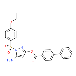 ChemSpider 2D Image | 5-Amino-1-[(4-ethoxyphenyl)sulfonyl]-1H-pyrazol-3-yl 4-biphenylcarboxylate | C24H21N3O5S