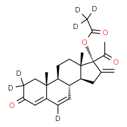 ChemSpider 2D Image | 16-Methylene-3,20-dioxo(2,2,6-~2~H_3_)pregna-4,6-dien-17-yl (~2~H_3_)acetate | C24H24D6O4