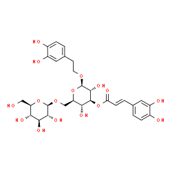 ChemSpider 2D Image | 2-(3,4-Dihydroxyphenyl)ethyl 3-O-[(2E)-3-(3,4-dihydroxyphenyl)-2-propenoyl]-6-O-beta-D-glucopyranosyl-beta-D-glucopyranoside | C29H36O16