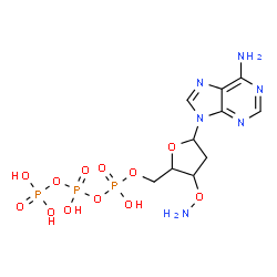ChemSpider 2D Image | 9-[3-O-Amino-2-deoxy-5-O-(hydroxy{[hydroxy(phosphonooxy)phosphoryl]oxy}phosphoryl)pentofuranosyl]-9H-purin-6-amine | C10H17N6O12P3