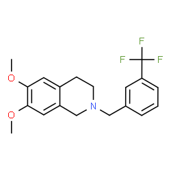 ChemSpider 2D Image | 6,7-Dimethoxy-2-[3-(trifluoromethyl)benzyl]-1,2,3,4-tetrahydroisoquinoline | C19H20F3NO2