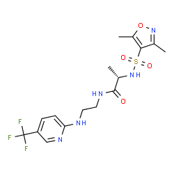 ChemSpider 2D Image | N~2~-[(3,5-Dimethyl-1,2-oxazol-4-yl)sulfonyl]-N-(2-{[5-(trifluoromethyl)-2-pyridinyl]amino}ethyl)-L-alaninamide | C16H20F3N5O4S