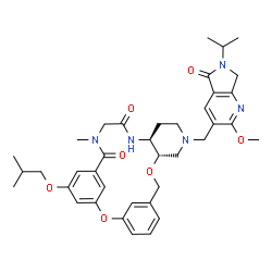 ChemSpider 2D Image | (10S,15S)-23-Isobutoxy-12-[(6-isopropyl-2-methoxy-5-oxo-6,7-dihydro-5H-pyrrolo[3,4-b]pyridin-3-yl)methyl]-19-methyl-2,9-dioxa-12,16,19-triazatetracyclo[19.3.1.1~3,7~.0~10,15~]hexacosa-1(25),3(26),4,6,
21,23-hexaene-17,20-dione | C38H47N5O7