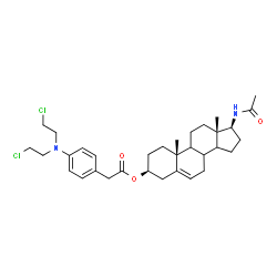 ChemSpider 2D Image | (3beta,8xi,9xi,14xi,17beta)-17-Acetamidoandrost-5-en-3-yl {4-[bis(2-chloroethyl)amino]phenyl}acetate | C33H46Cl2N2O3