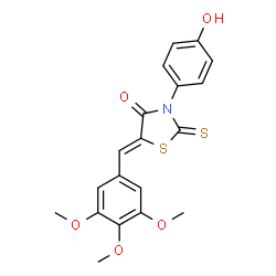 ChemSpider 2D Image | (5Z)-3-(4-Hydroxyphenyl)-2-thioxo-5-(3,4,5-trimethoxybenzylidene)-1,3-thiazolidin-4-one | C19H17NO5S2