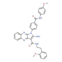 ChemSpider 2D Image | 2-Amino-1-{4-[(4-methoxyphenyl)carbamoyl]phenyl}-N-[2-(2-methoxyphenyl)ethyl]-1H-pyrrolo[2,3-b]quinoxaline-3-carboxamide | C34H30N6O4