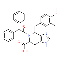ChemSpider 2D Image | 5-(Diphenylacetyl)-4-(4-methoxy-3-methylbenzyl)-4,5,6,7-tetrahydro-1H-imidazo[4,5-c]pyridine-6-carboxylic acid | C30H29N3O4