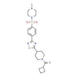 ChemSpider 2D Image | Cyclobutyl[4-(3-{4-[(4-methyl-1-piperazinyl)sulfonyl]phenyl}-1,2,4-oxadiazol-5-yl)-1-piperidinyl]methanone | C23H31N5O4S