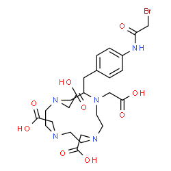 ChemSpider 2D Image | 2,2',2'',2'''-(2-{4-[(Bromoacetyl)amino]benzyl}-1,4,7,10-tetraazacyclododecane-1,4,7,10-tetrayl)tetraacetic acid | C25H36BrN5O9