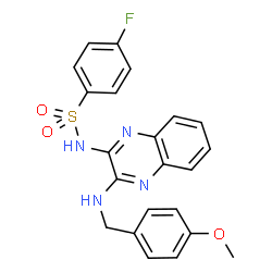 ChemSpider 2D Image | 4-Fluoro-N-{3-[(4-methoxybenzyl)amino]-2-quinoxalinyl}benzenesulfonamide | C22H19FN4O3S