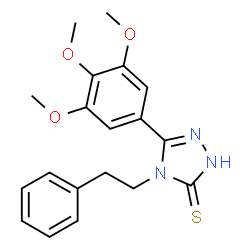 ChemSpider 2D Image | 4-(2-Phenylethyl)-5-(3,4,5-trimethoxyphenyl)-2,4-dihydro-3H-1,2,4-triazole-3-thione | C19H21N3O3S