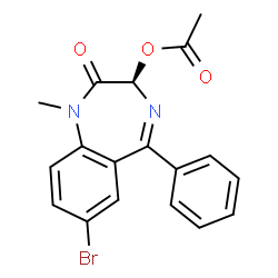 ChemSpider 2D Image | (3R)-7-Bromo-1-methyl-2-oxo-5-phenyl-2,3-dihydro-1H-1,4-benzodiazepin-3-yl acetate | C18H15BrN2O3