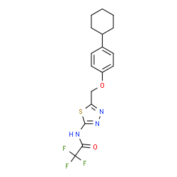 ChemSpider 2D Image | N-{5-[(4-Cyclohexylphenoxy)methyl]-1,3,4-thiadiazol-2-yl}-2,2,2-trifluoroacetamide | C17H18F3N3O2S