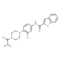 ChemSpider 2D Image | N-[3-Chloro-4-(4-isobutyryl-1-piperazinyl)phenyl]-1-benzofuran-2-carboxamide | C23H24ClN3O3