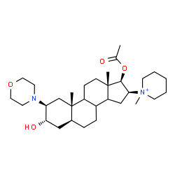 ChemSpider 2D Image | (2beta,3alpha,5alpha,8xi,9xi,14xi,16beta,17beta)-17-Acetoxy-3-hydroxy-16-(1-methyl-1-piperidiniumyl)-2-(4-morpholinyl)androstane | C31H53N2O4