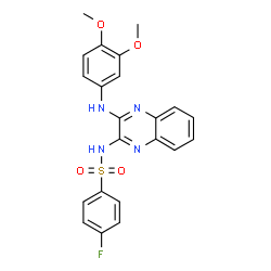 ChemSpider 2D Image | N-{3-[(3,4-Dimethoxyphenyl)amino]-2-quinoxalinyl}-4-fluorobenzenesulfonamide | C22H19FN4O4S
