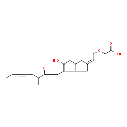 ChemSpider 2D Image | 5-(7-hydroxy-6-(3-hydroxy-4-methylnona-1,6-diynyl)-bicyclo(3.3.0)octan-3-yliden)-3-oxapentanoic acid | C22H30O5